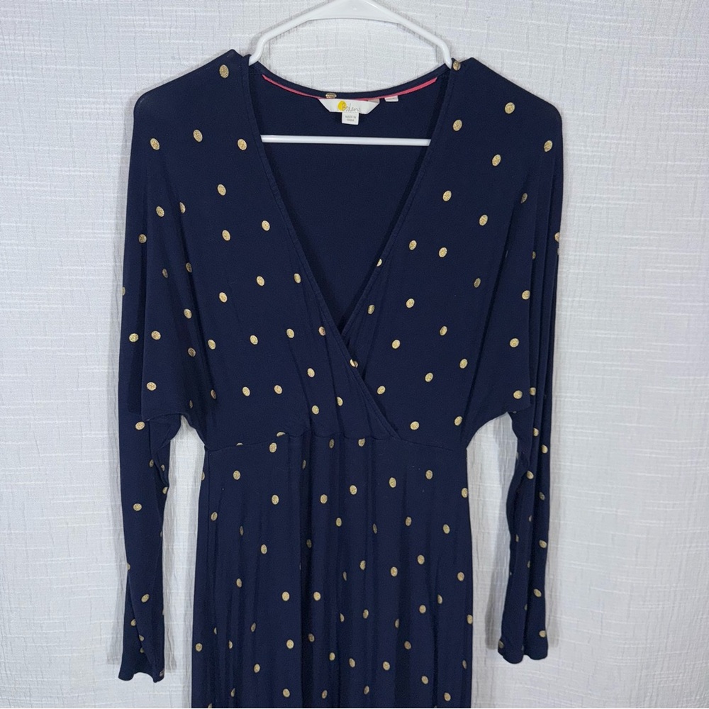 Boden Gemma Jersey Dress‎ size 4 blue and metallic polka dot - Picture 5 of 14